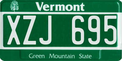 VT license plate XZJ695