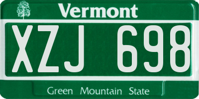 VT license plate XZJ698