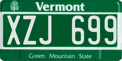 VT license plate XZJ699