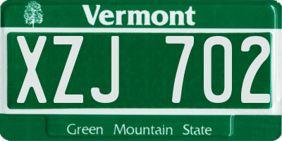 VT license plate XZJ702