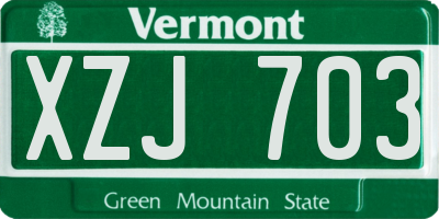 VT license plate XZJ703