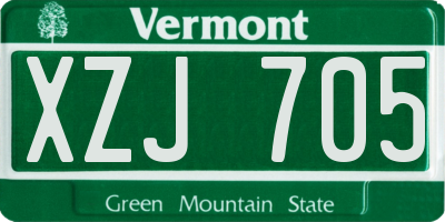 VT license plate XZJ705