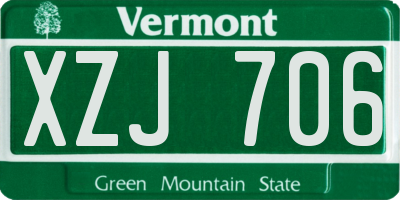 VT license plate XZJ706