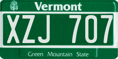 VT license plate XZJ707