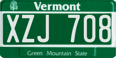 VT license plate XZJ708