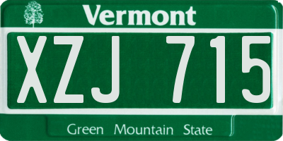 VT license plate XZJ715