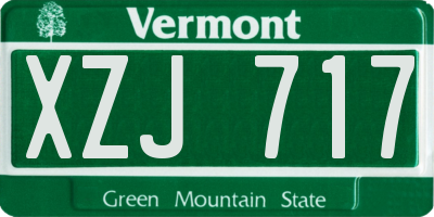 VT license plate XZJ717