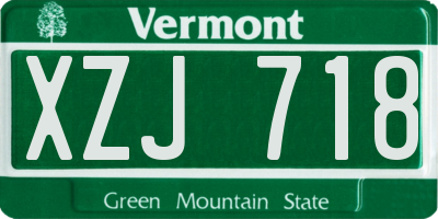 VT license plate XZJ718