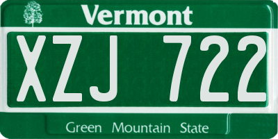 VT license plate XZJ722