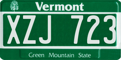 VT license plate XZJ723