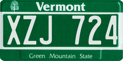 VT license plate XZJ724