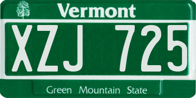 VT license plate XZJ725