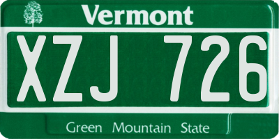 VT license plate XZJ726