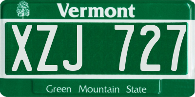 VT license plate XZJ727