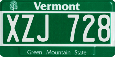 VT license plate XZJ728