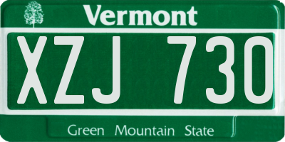 VT license plate XZJ730