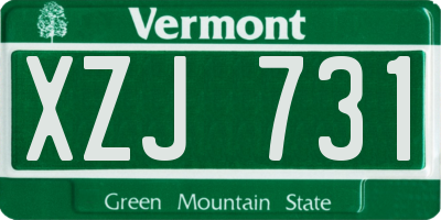 VT license plate XZJ731
