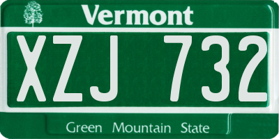 VT license plate XZJ732