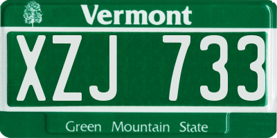 VT license plate XZJ733