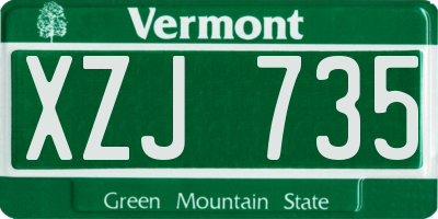 VT license plate XZJ735