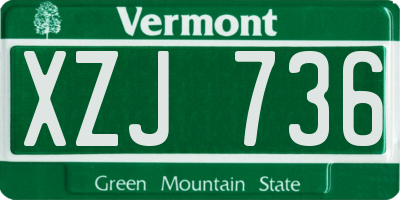 VT license plate XZJ736