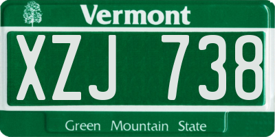 VT license plate XZJ738