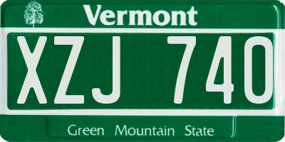 VT license plate XZJ740