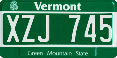 VT license plate XZJ745