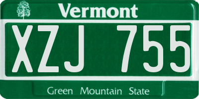 VT license plate XZJ755