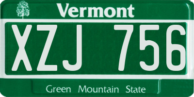 VT license plate XZJ756