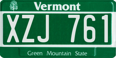 VT license plate XZJ761