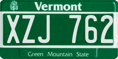 VT license plate XZJ762