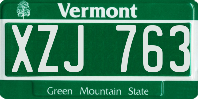 VT license plate XZJ763