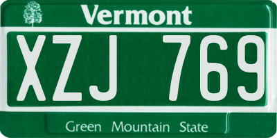 VT license plate XZJ769