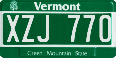 VT license plate XZJ770