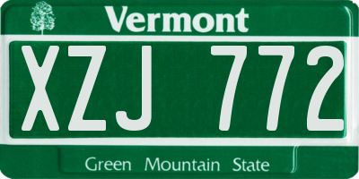 VT license plate XZJ772