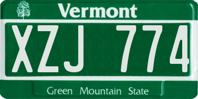 VT license plate XZJ774