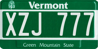VT license plate XZJ777