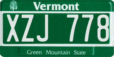 VT license plate XZJ778