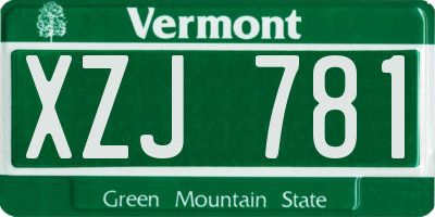VT license plate XZJ781