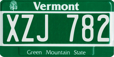 VT license plate XZJ782