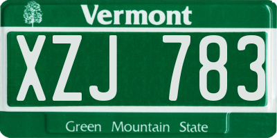 VT license plate XZJ783