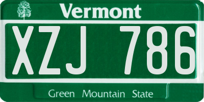 VT license plate XZJ786