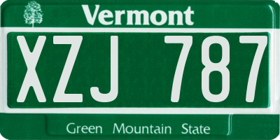 VT license plate XZJ787
