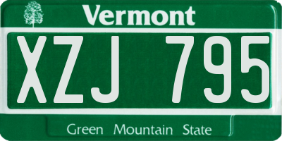 VT license plate XZJ795