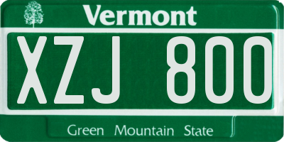 VT license plate XZJ800