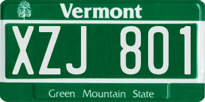 VT license plate XZJ801