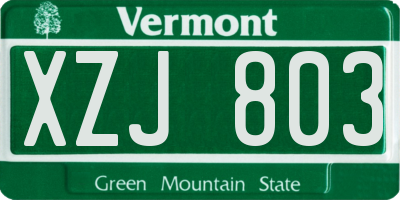 VT license plate XZJ803