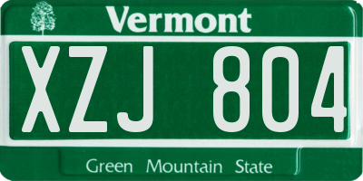 VT license plate XZJ804