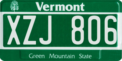 VT license plate XZJ806